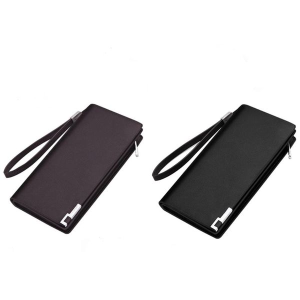 wallets d0lf men wallet vintage pu leather long purse bifold business coin change pocket with zipper large capacity, Red;black